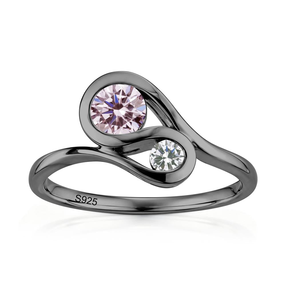 Two Stone Toi Et Moi Green Sapphire and Emerald Bypass Ring - LUO Jewelry #gemstone_Pink Cubic Zirconia