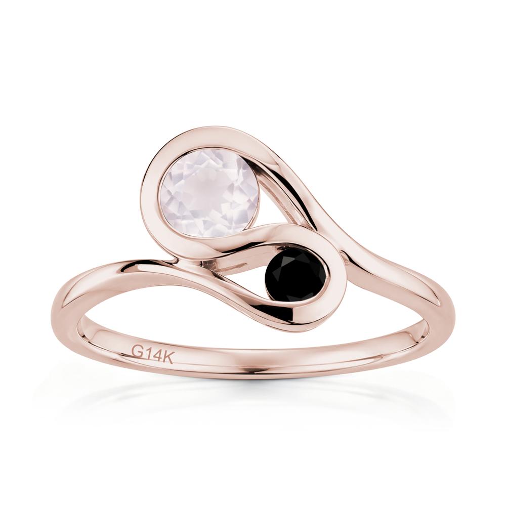 Two Stone Toi Et Moi Green Sapphire and Emerald Bypass Ring - LUO Jewelry #gemstone_Rose Quartz and Black Spinel
