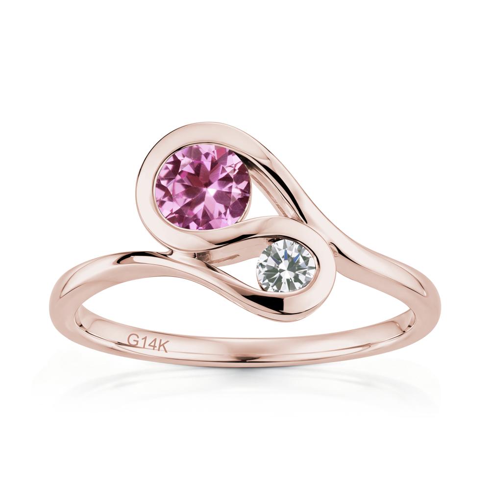 Two Stone Toi Et Moi Green Sapphire and Emerald Bypass Ring - LUO Jewelry #gemstone_Pink Sapphire