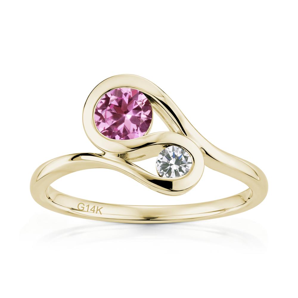 Two Stone Toi Et Moi Green Sapphire and Emerald Bypass Ring - LUO Jewelry #gemstone_Pink Sapphire
