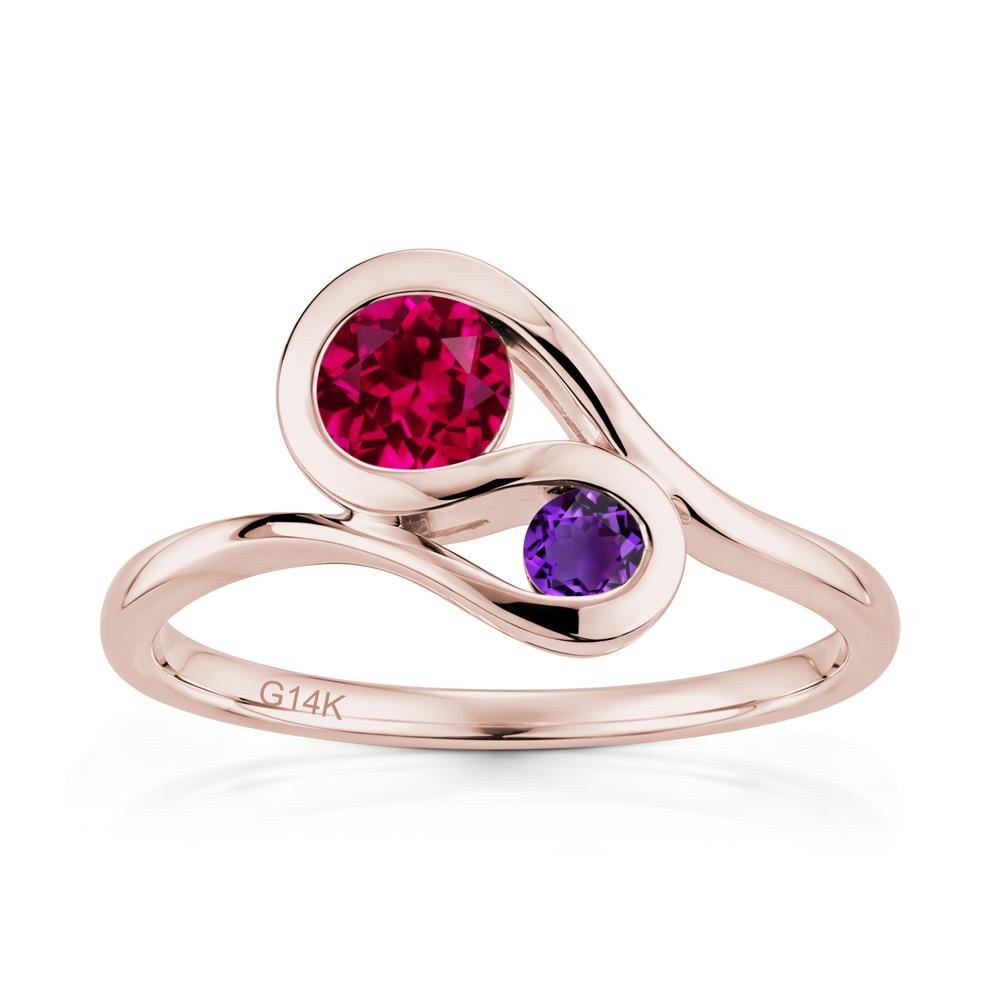 Two Stone Toi Et Moi Green Sapphire and Emerald Bypass Ring - LUO Jewelry #gemstone_Ruby and Amethyst