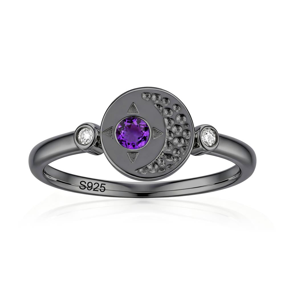 Petite Emerald Star and Moon Ring - LUO Jewelry #gemstone_Amethyst