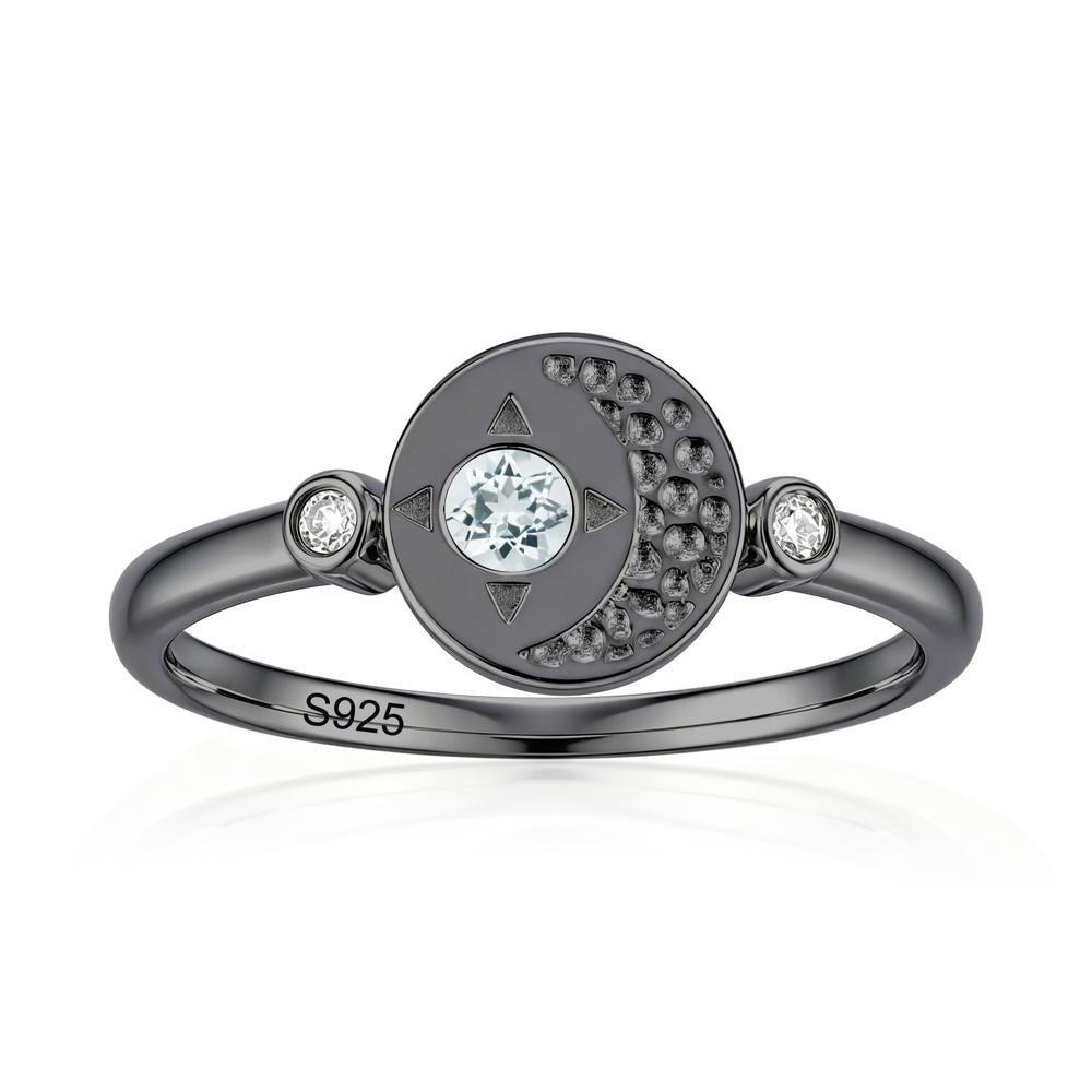 Petite Emerald Star and Moon Ring - LUO Jewelry #gemstone_Aquamarine