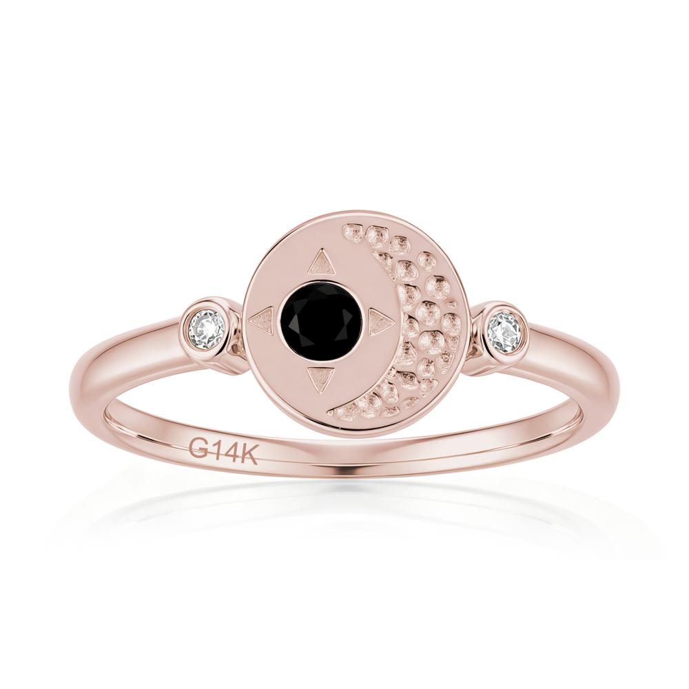 Petite Emerald Star and Moon Ring - LUO Jewelry #gemstone_Black Spinel