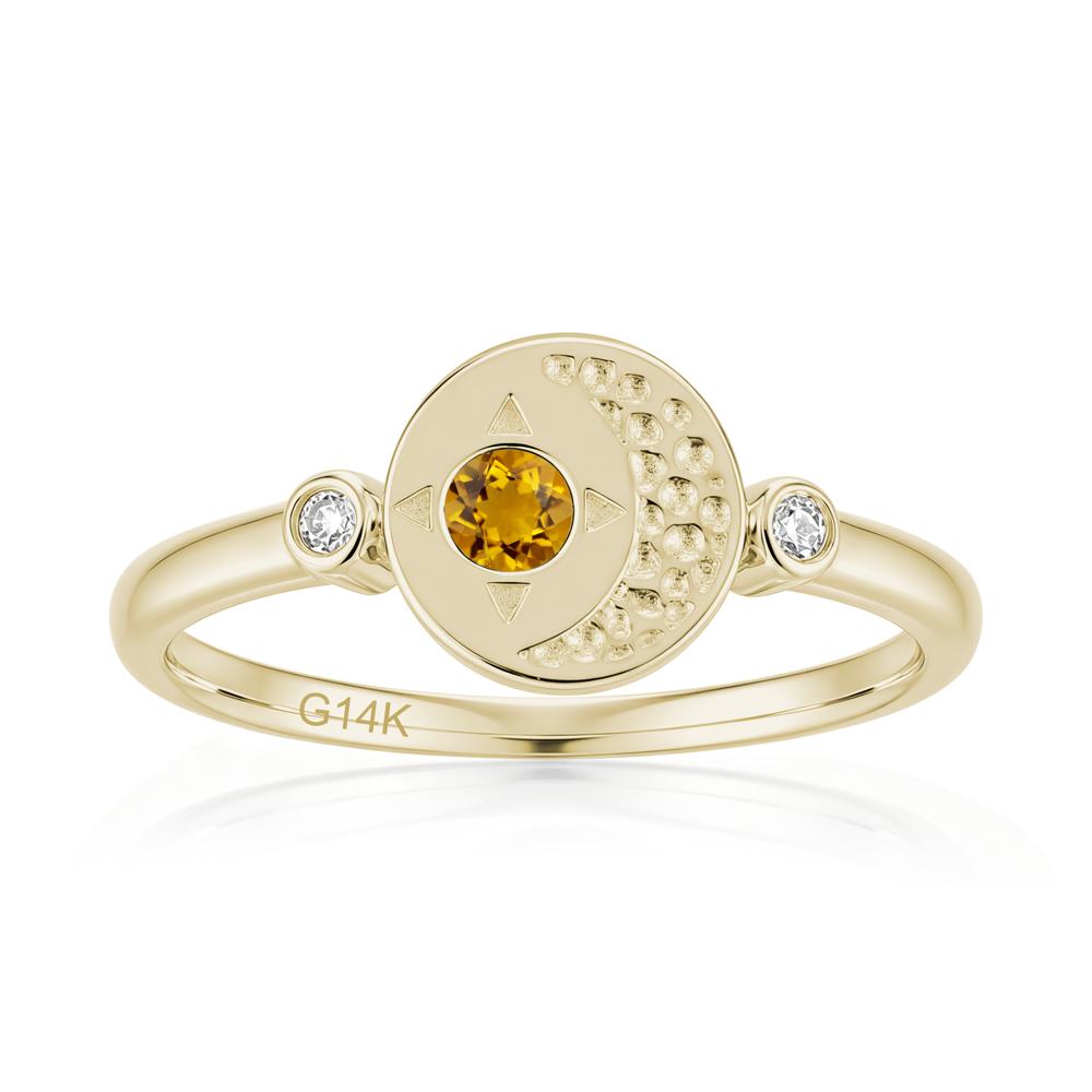 Petite Emerald Star and Moon Ring - LUO Jewelry #gemstone_Citrine