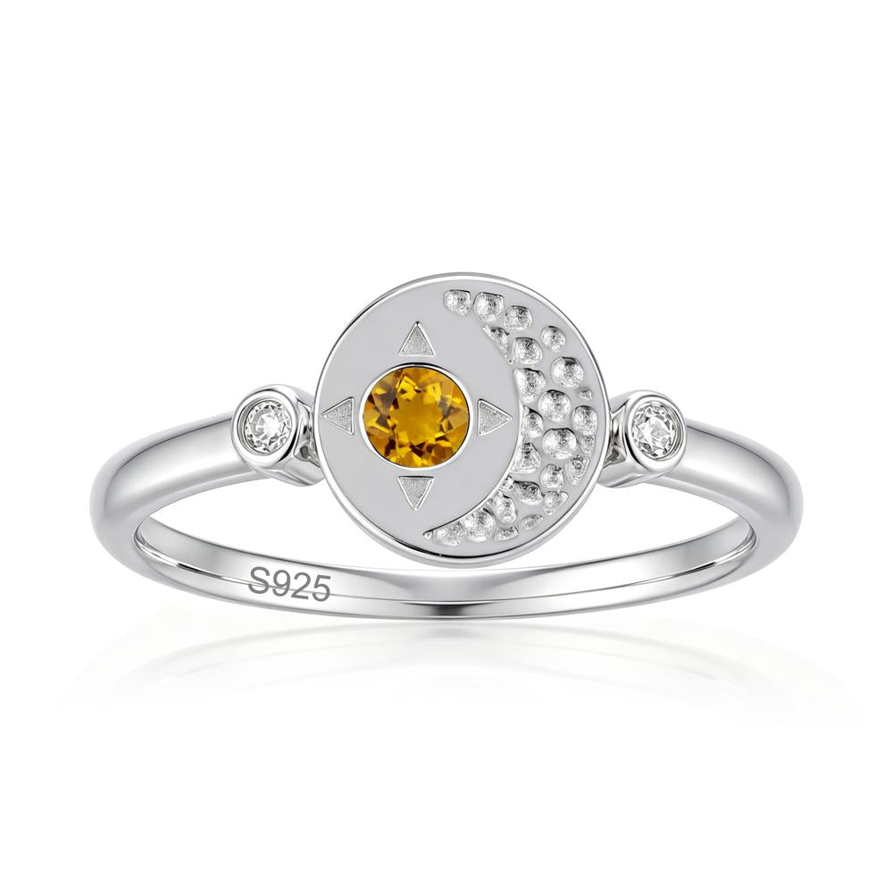 Petite Emerald Star and Moon Ring - LUO Jewelry #gemstone_Citrine