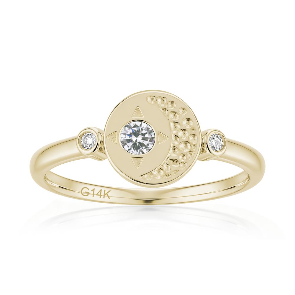 Petite Emerald Star and Moon Ring - LUO Jewelry #gemstone_Cubic Zirconia