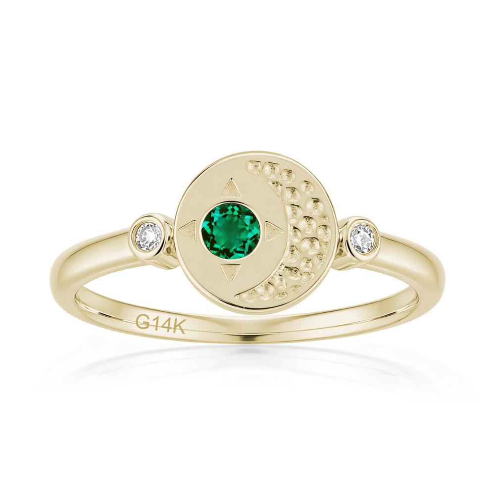 Petite Emerald Star and Moon Ring - LUO Jewelry #gemstone_Emerald