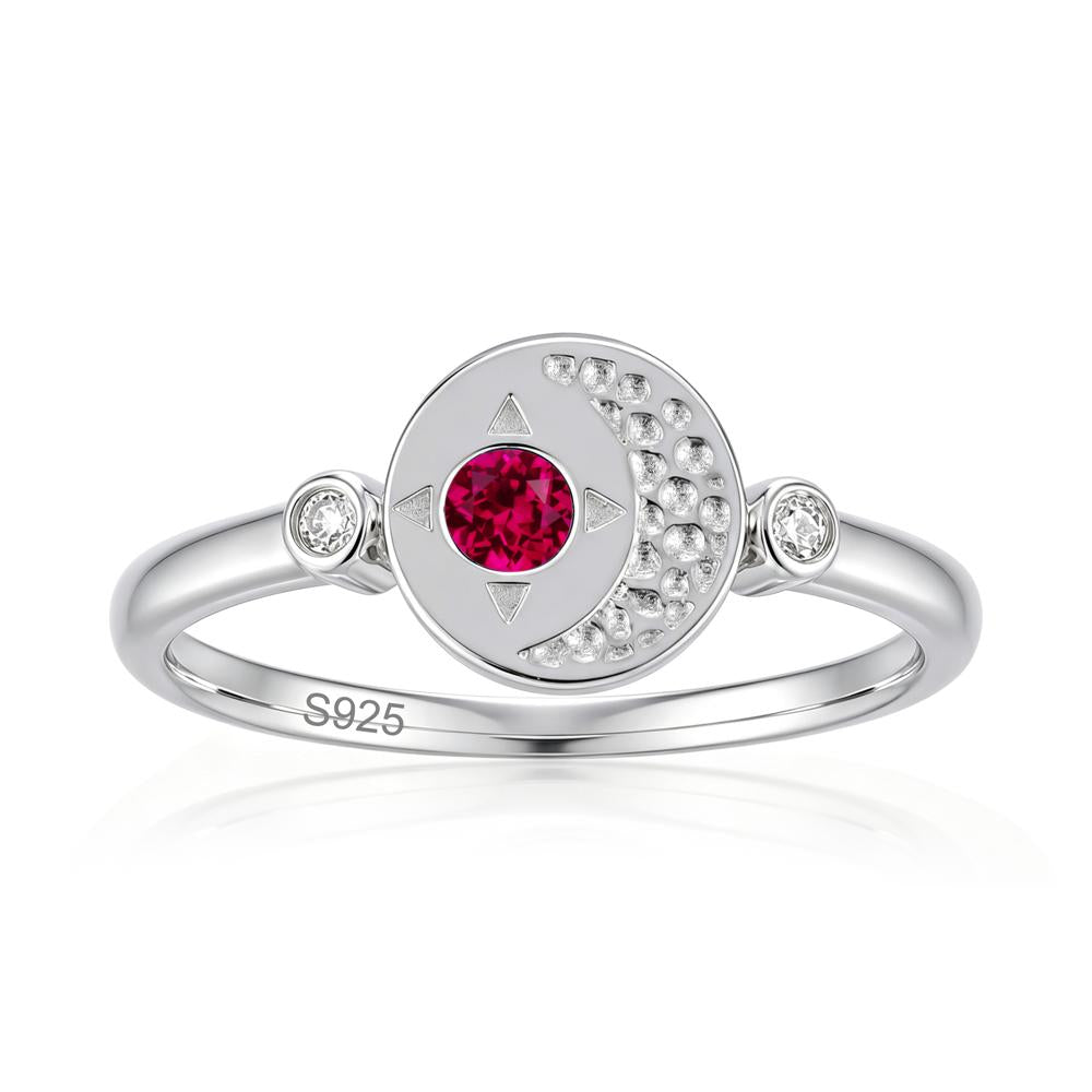 Petite Emerald Star and Moon Ring - LUO Jewelry #gemstone_Ruby