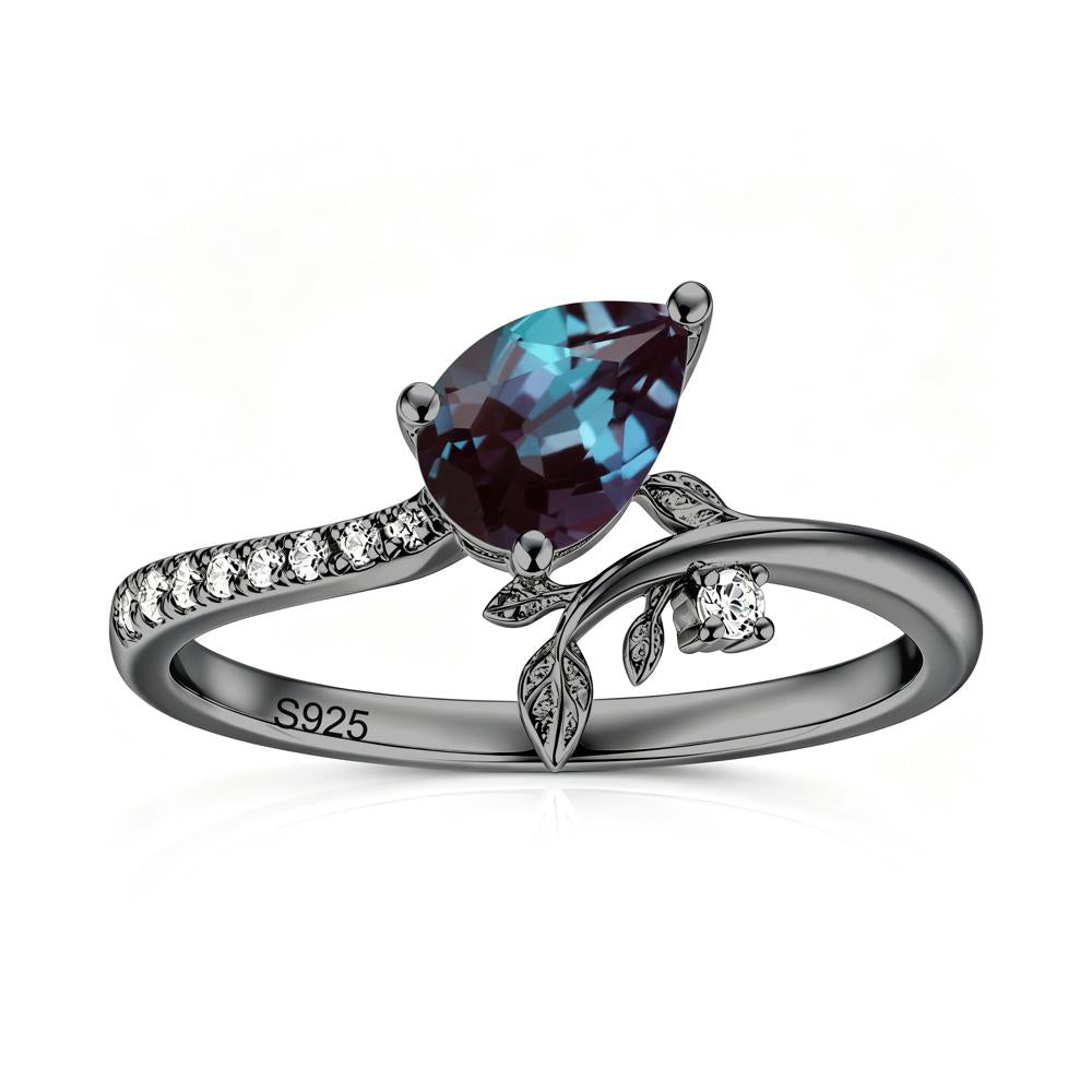 Pear Cut Emerald Twig Leaf Ring - LUO Jewelry #gemstone_Alexandrite