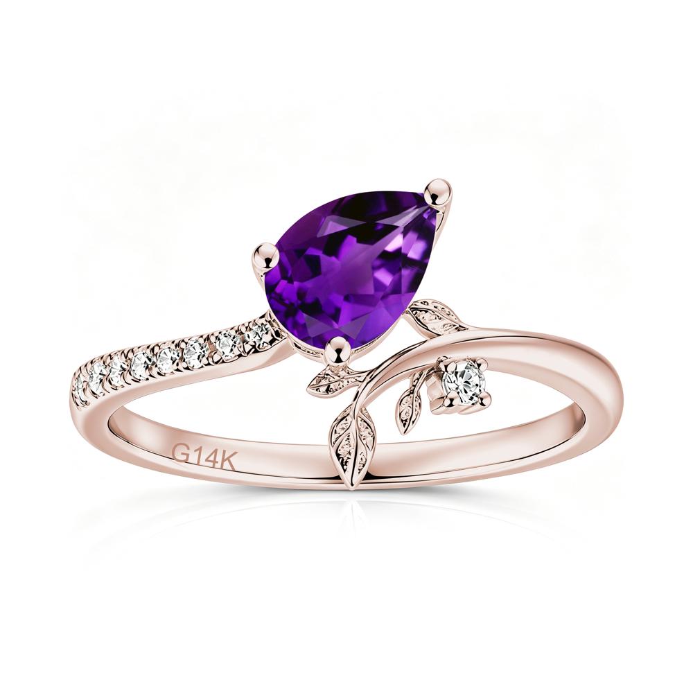 Pear Cut Emerald Twig Leaf Ring - LUO Jewelry #gemstone_Amethyst