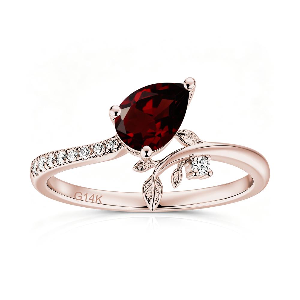 Pear Cut Emerald Twig Leaf Ring - LUO Jewelry #gemstone_Garnet