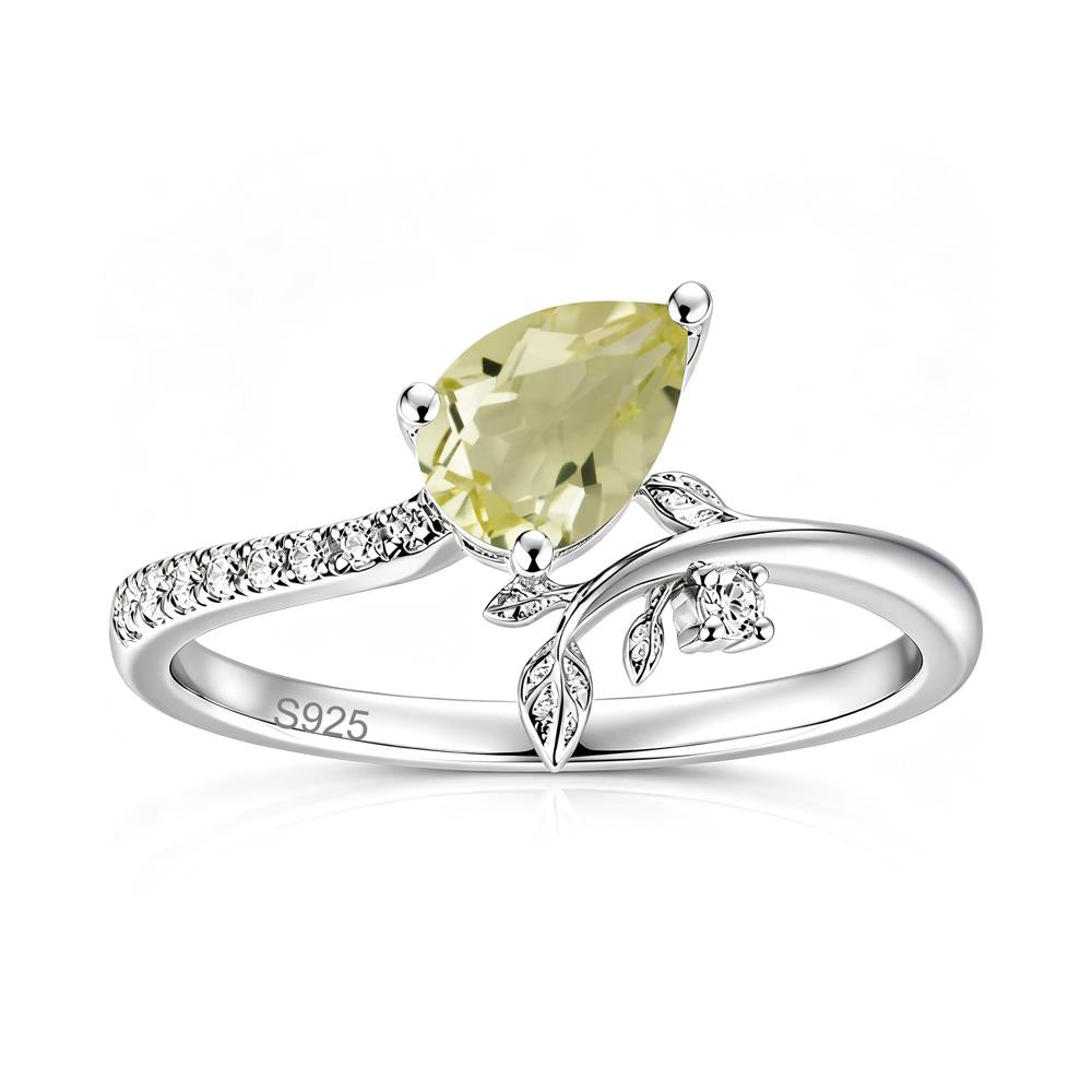 Pear Cut Emerald Twig Leaf Ring - LUO Jewelry #gemstone_Lemon Quartz