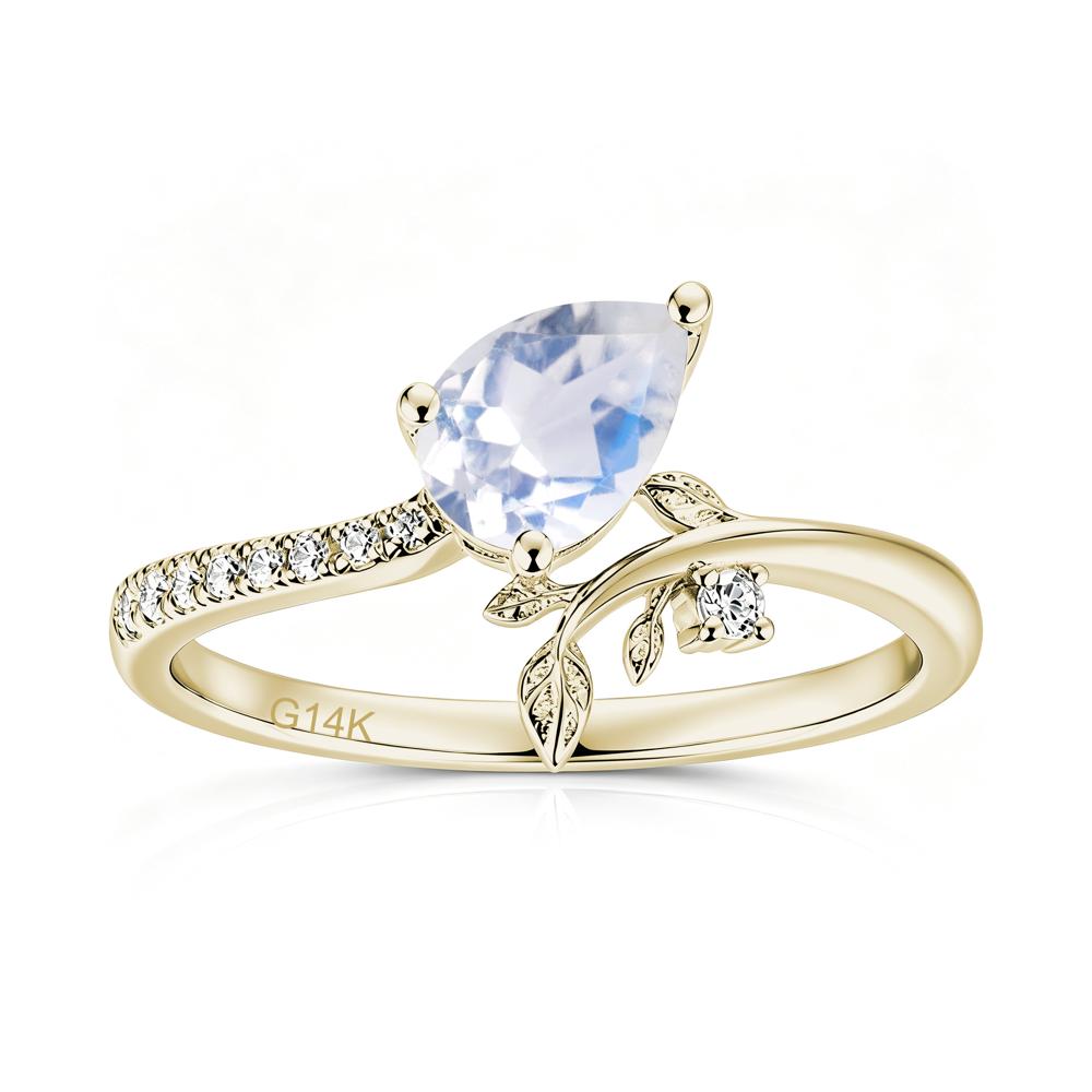 Pear Cut Emerald Twig Leaf Ring - LUO Jewelry #gemstone_Moonstone