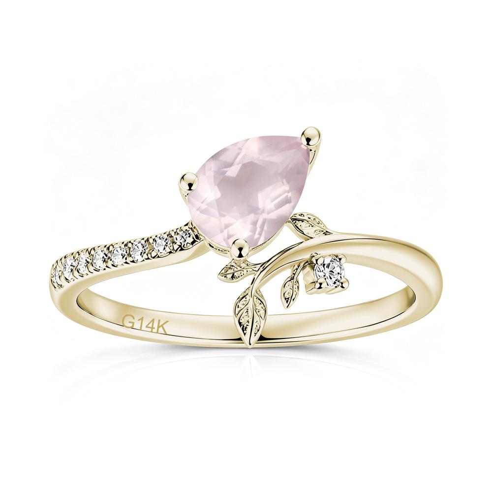 Pear Cut Emerald Twig Leaf Ring - LUO Jewelry #gemstone_Rose Quartz