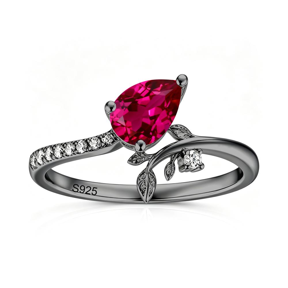Pear Cut Emerald Twig Leaf Ring - LUO Jewelry #gemstone_Ruby