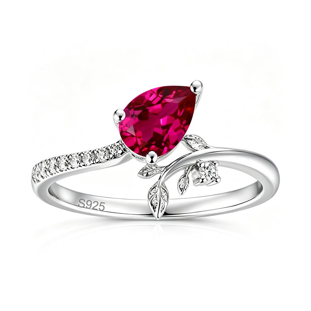 Pear Cut Emerald Twig Leaf Ring - LUO Jewelry #gemstone_Ruby