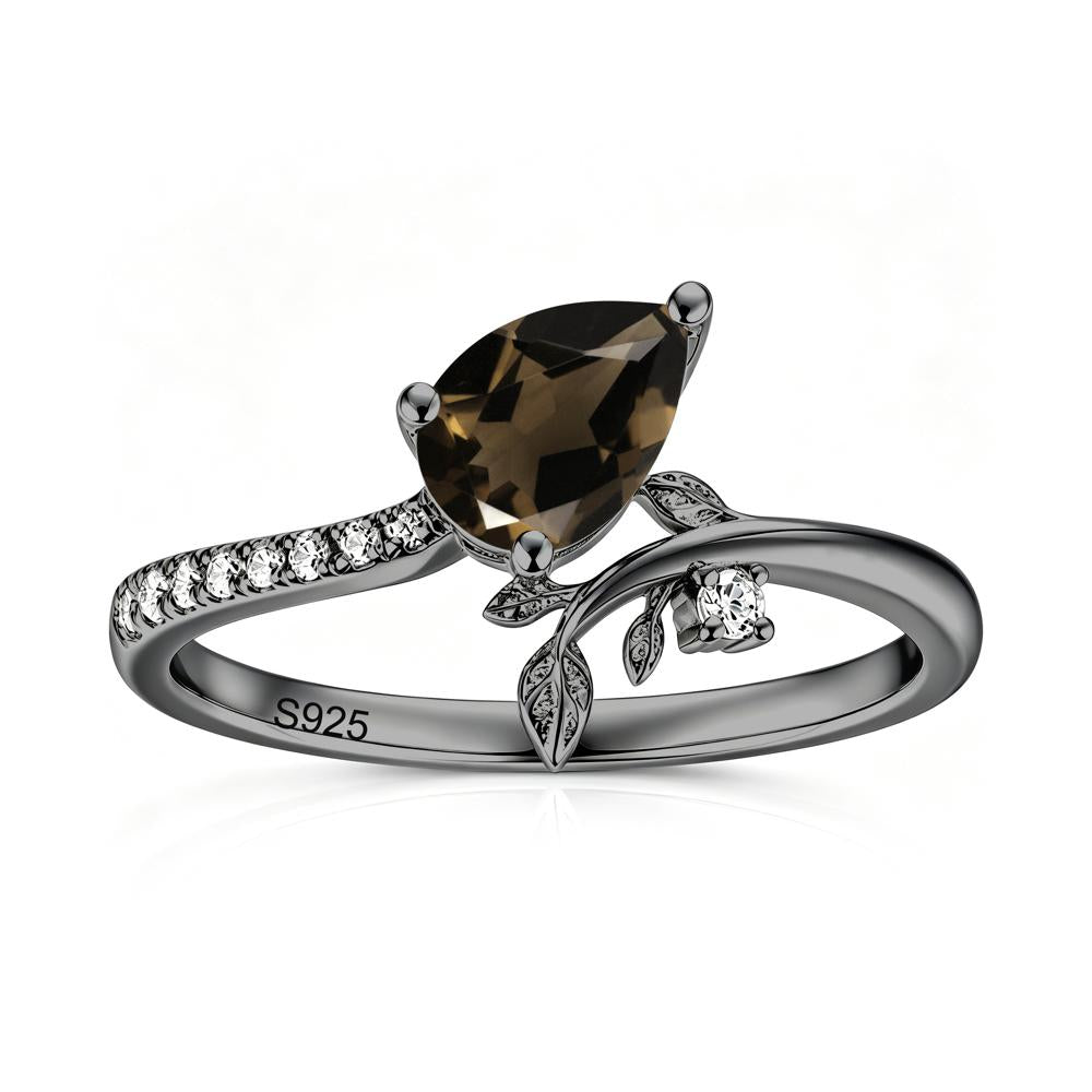 Pear Cut Emerald Twig Leaf Ring - LUO Jewelry #gemstone_Smoky Quartz