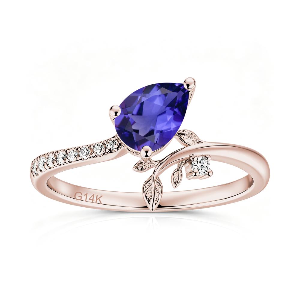 Pear Cut Emerald Twig Leaf Ring - LUO Jewelry #gemstone_Tanzanite