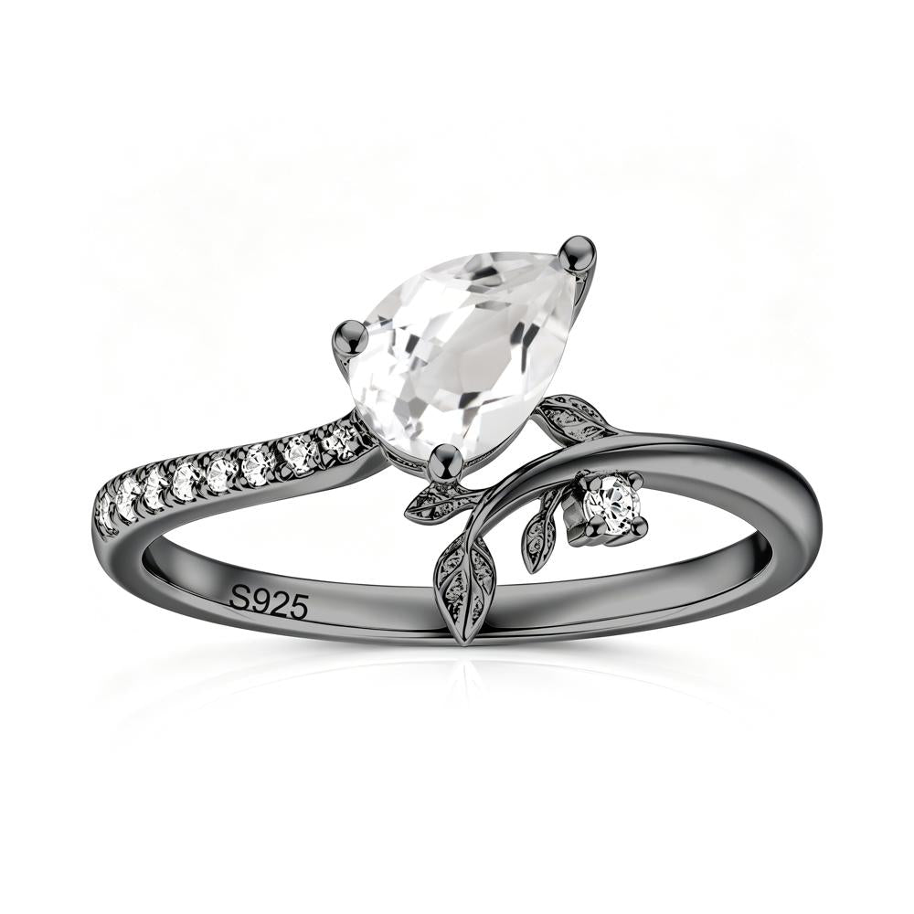 Pear Cut Emerald Twig Leaf Ring - LUO Jewelry #gemstone_White Topaz