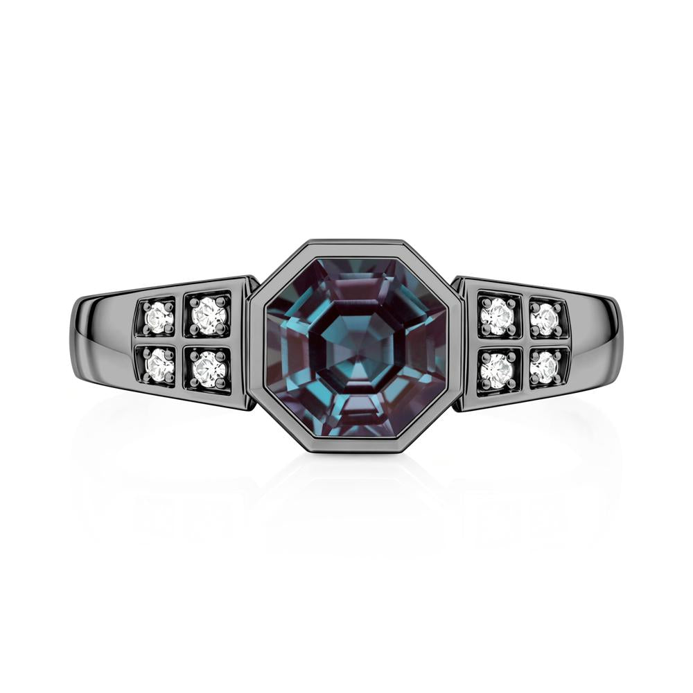 Bezel Setting Octagon London Blue Topaz Ring - LUO Jewelry #gemstone_Alexandrite