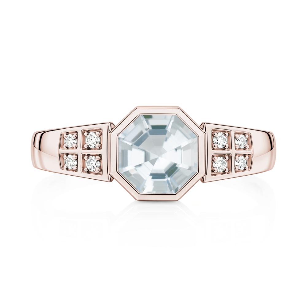 Bezel Setting Octagon London Blue Topaz Ring - LUO Jewelry #gemstone_Aquamarine