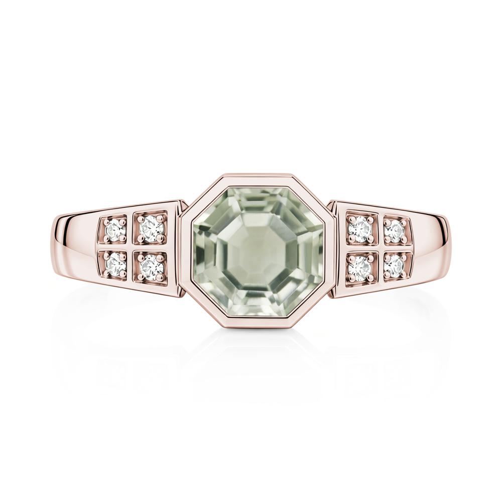 Bezel Setting Octagon London Blue Topaz Ring - LUO Jewelry #gemstone_Green Amethyst