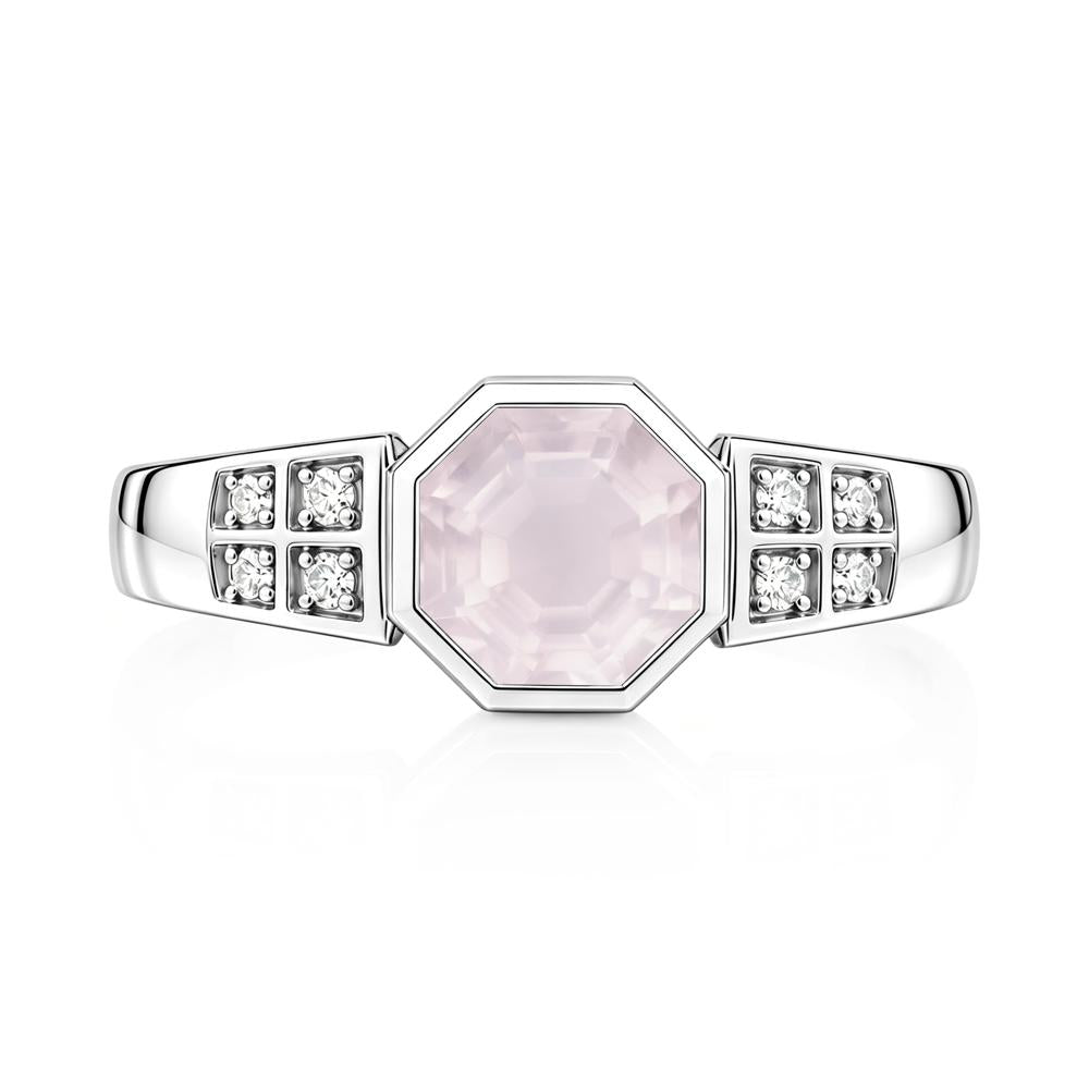 Bezel Setting Octagon London Blue Topaz Ring - LUO Jewelry #gemstone_Rose Quartz