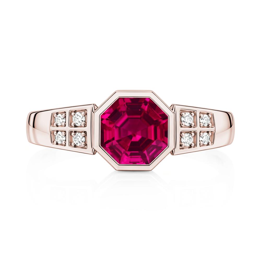 Bezel Setting Octagon London Blue Topaz Ring - LUO Jewelry #gemstone_Ruby