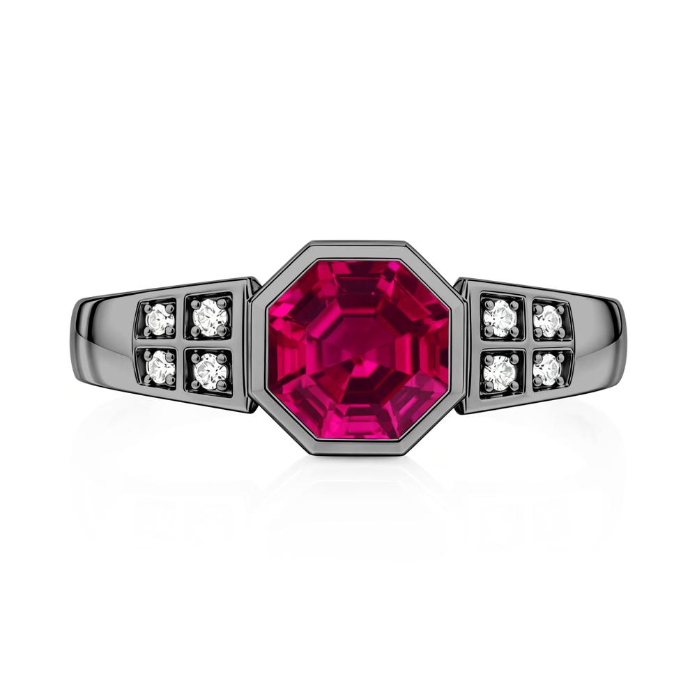 Bezel Setting Octagon London Blue Topaz Ring - LUO Jewelry #gemstone_Ruby