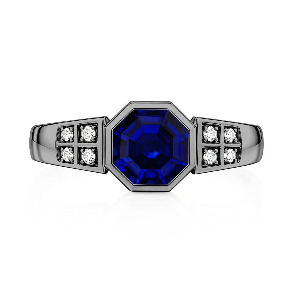 Bezel Setting Octagon London Blue Topaz Ring - LUO Jewelry #gemstone_Sapphire