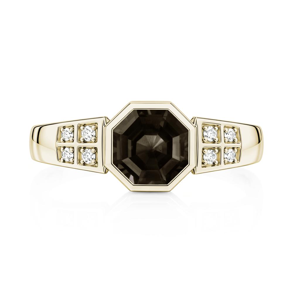 Bezel Setting Octagon London Blue Topaz Ring - LUO Jewelry #gemstone_Smoky Quartz