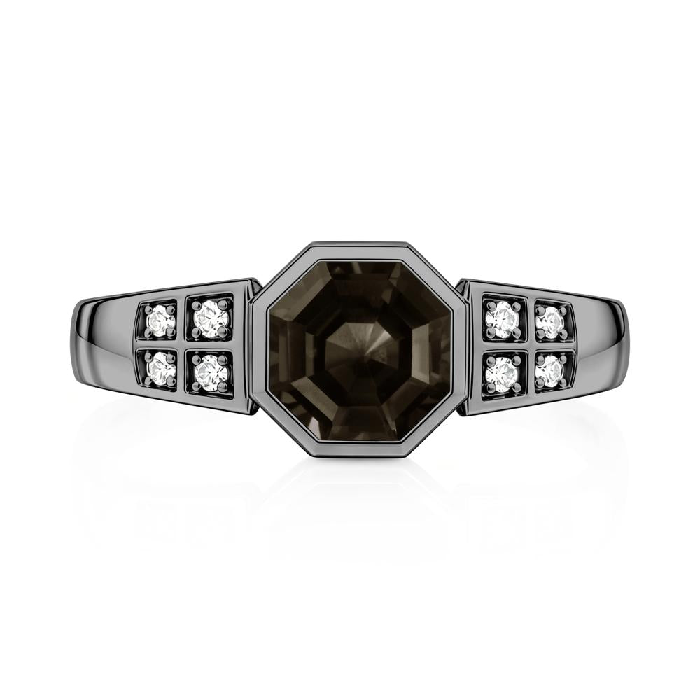 Bezel Setting Octagon London Blue Topaz Ring - LUO Jewelry #gemstone_Smoky Quartz