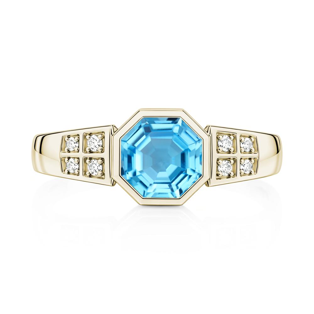 Bezel Setting Octagon London Blue Topaz Ring - LUO Jewelry #gemstone_Swiss Blue Topaz