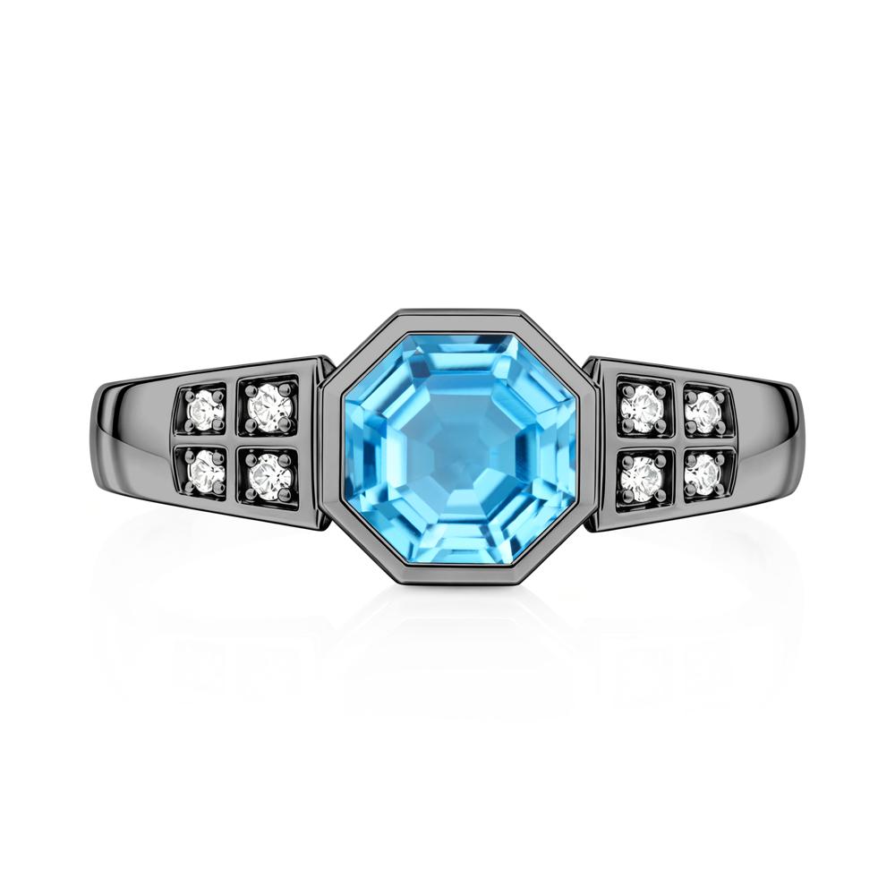 Bezel Setting Octagon London Blue Topaz Ring - LUO Jewelry #gemstone_Swiss Blue Topaz