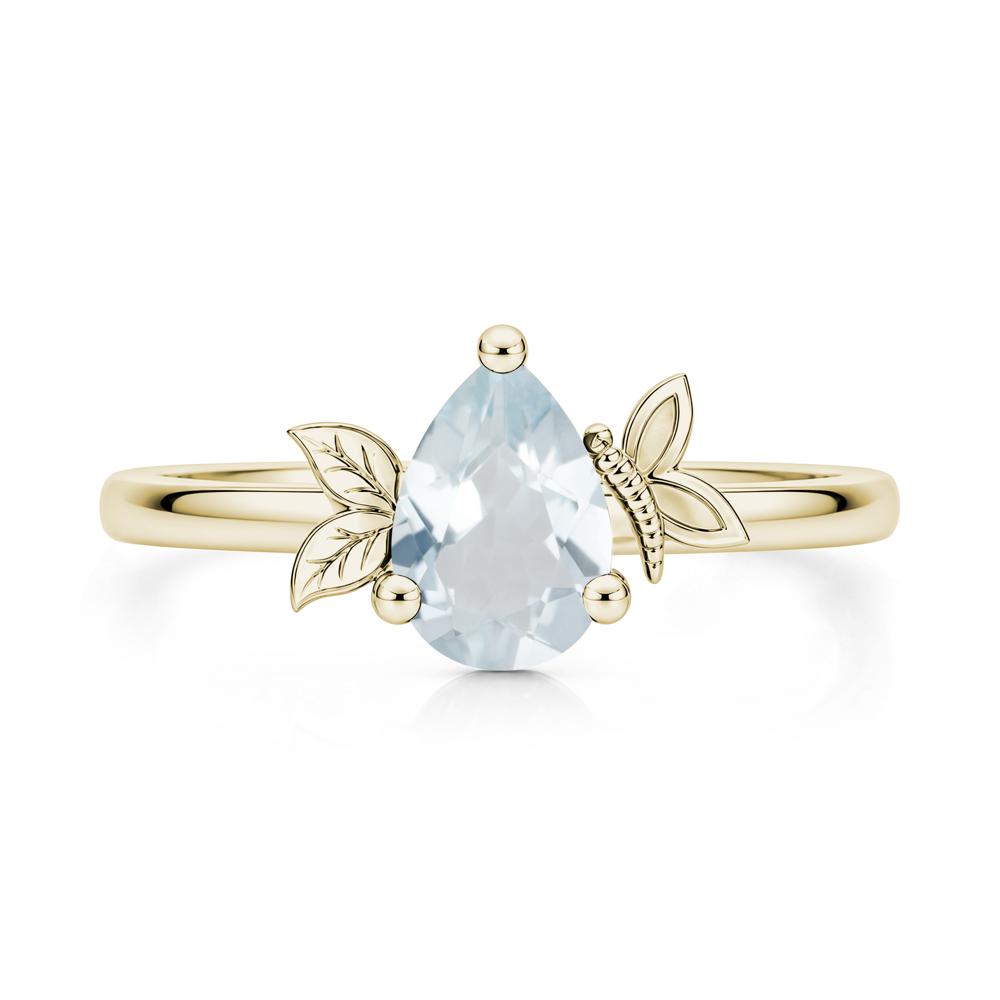 Leaf Butterfly Nature Inspired Emerald Ring - LUO Jewelry #gemstone_Aquamarine