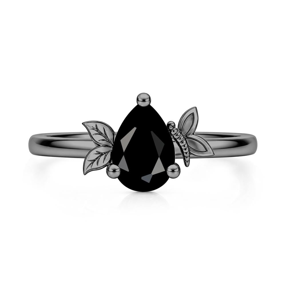 Leaf Butterfly Nature Inspired Emerald Ring - LUO Jewelry #gemstone_Black Spinel
