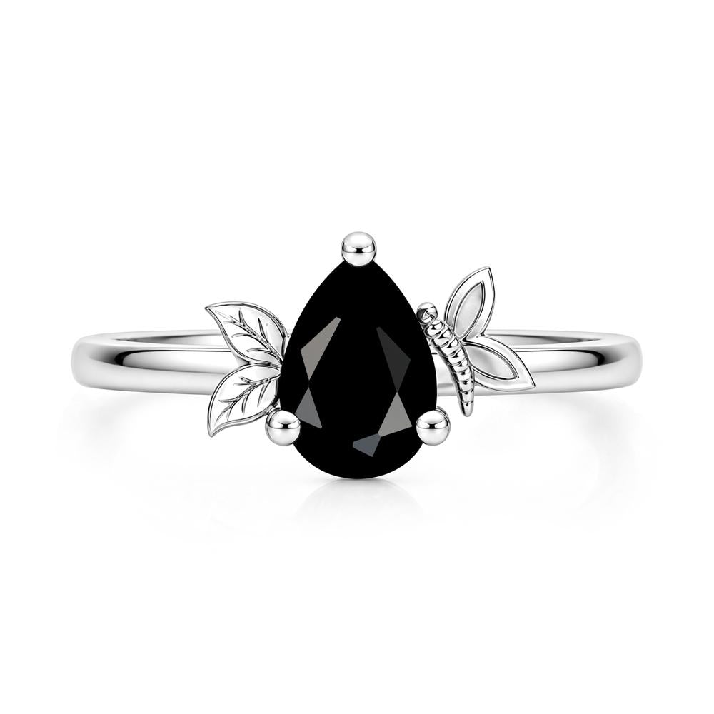 Leaf Butterfly Nature Inspired Emerald Ring - LUO Jewelry #gemstone_Black Spinel