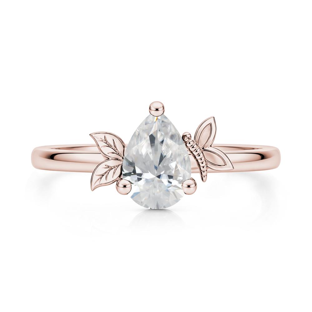 Leaf Butterfly Nature Inspired Emerald Ring - LUO Jewelry #gemstone_Cubic Zirconia