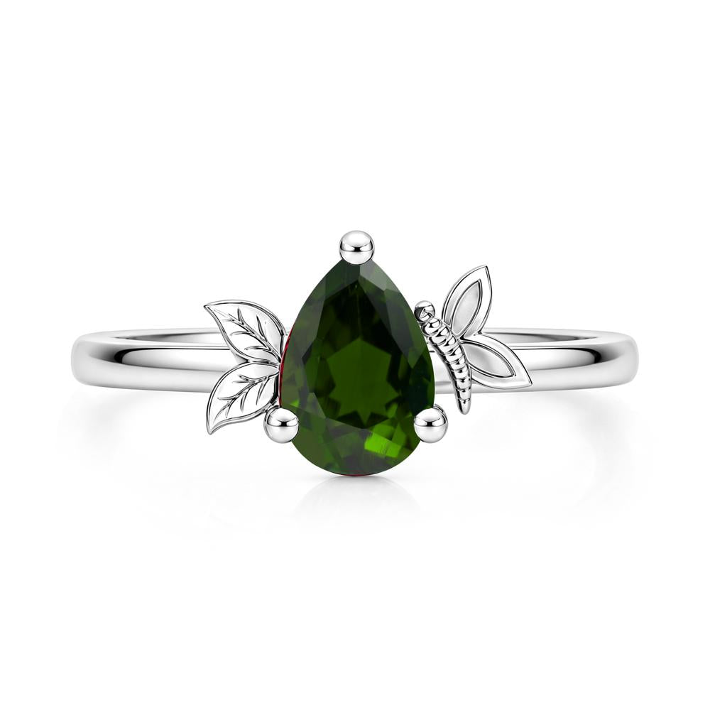 Leaf Butterfly Nature Inspired Emerald Ring - LUO Jewelry #gemstone_Diopside
