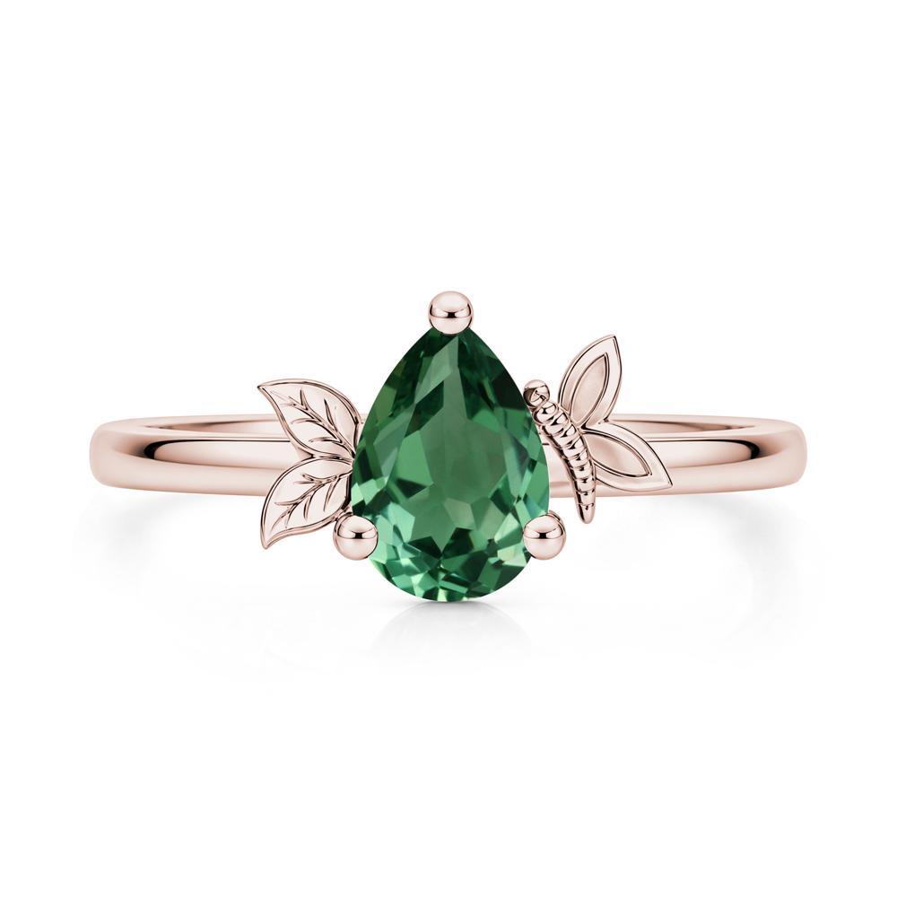 Leaf Butterfly Nature Inspired Emerald Ring - LUO Jewelry #gemstone_Green Sapphire