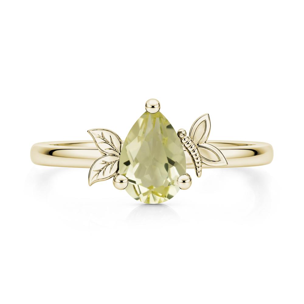 Leaf Butterfly Nature Inspired Emerald Ring - LUO Jewelry #gemstone_Lemon Quartz