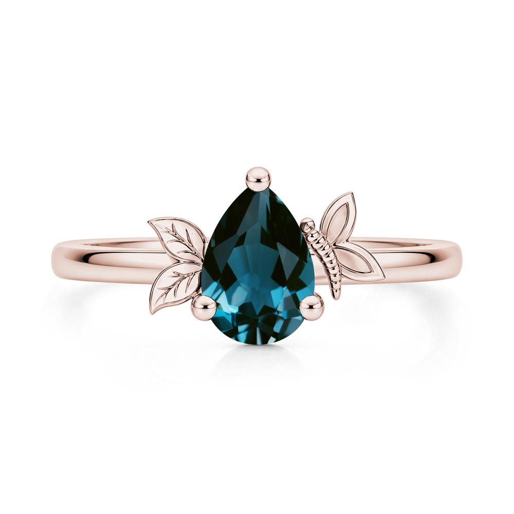 Leaf Butterfly Nature Inspired Emerald Ring - LUO Jewelry #gemstone_London Blue Topaz