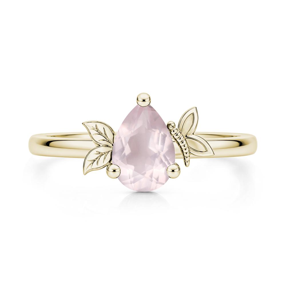 Leaf Butterfly Nature Inspired Emerald Ring - LUO Jewelry #gemstone_Rose Quartz