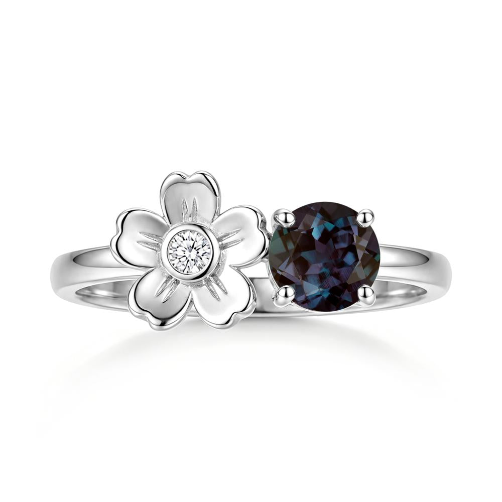 Round Shaped Morganite Flower Ring - LUO Jewelry #gemstone_Alexandrite