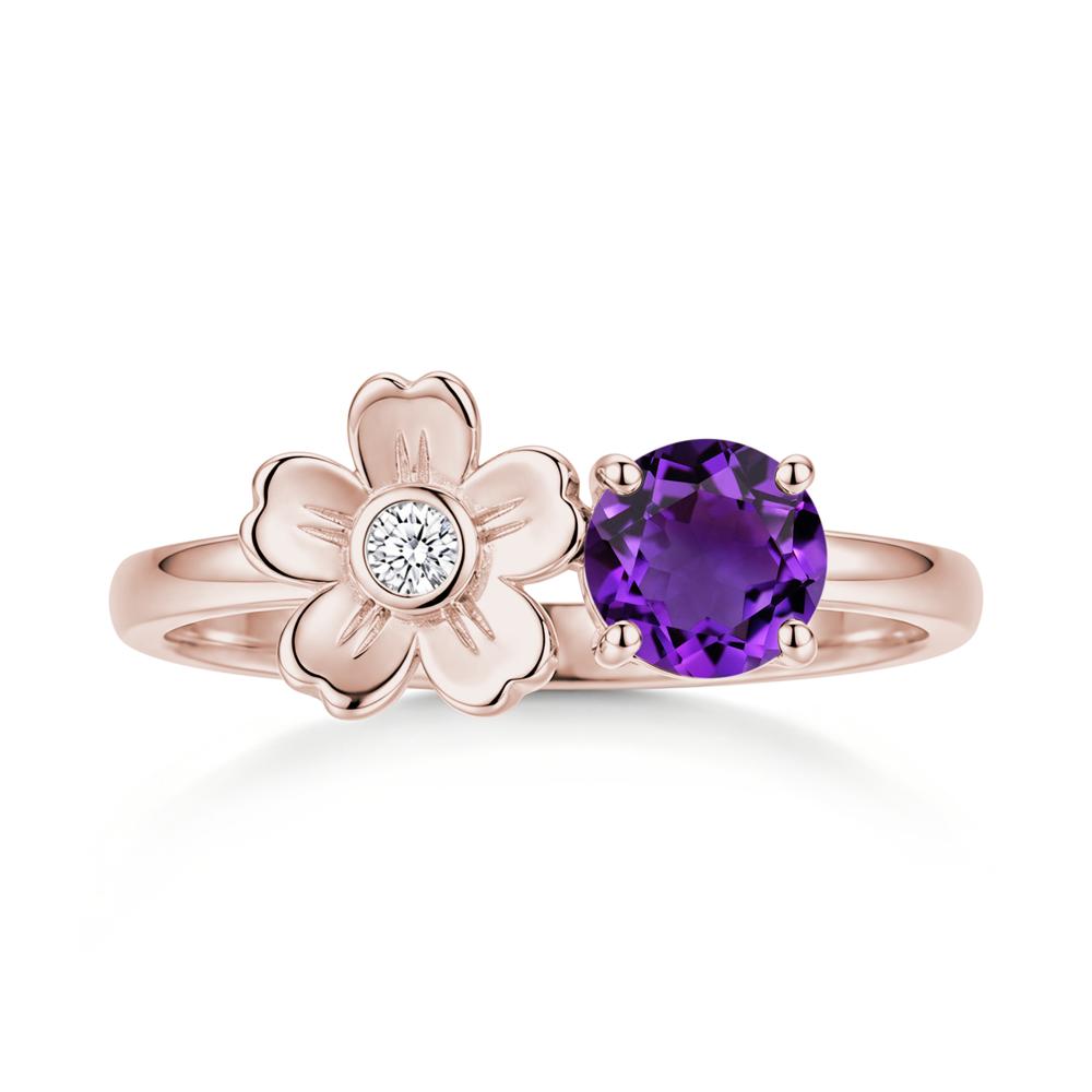 Round Shaped Morganite Flower Ring - LUO Jewelry #gemstone_Amethyst