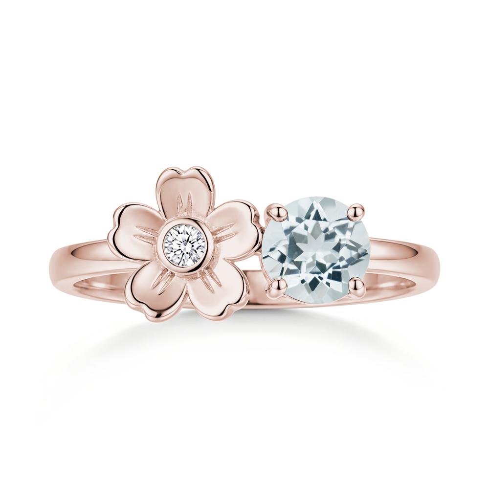 Round Shaped Morganite Flower Ring - LUO Jewelry #gemstone_Aquamarine