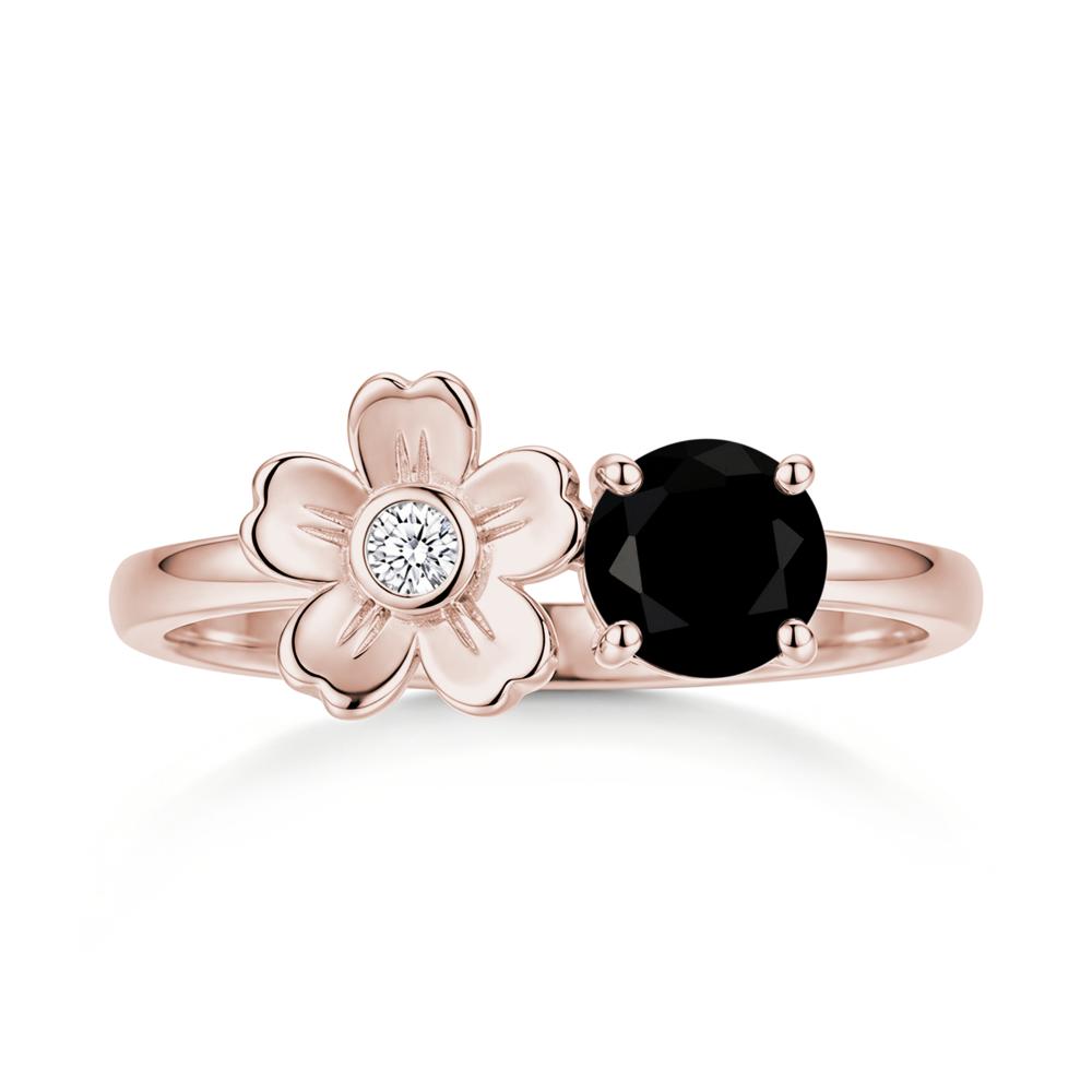 Round Shaped Morganite Flower Ring - LUO Jewelry #gemstone_Black Spinel