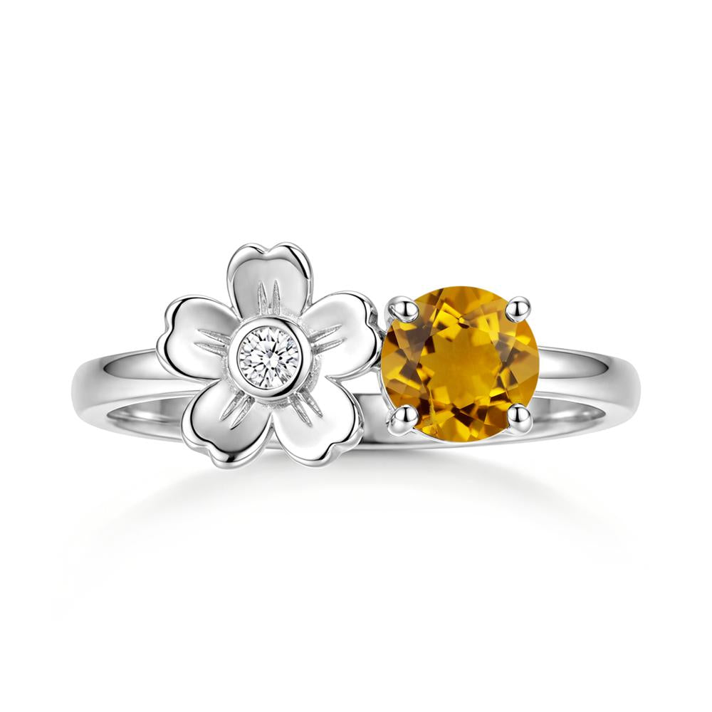 Round Shaped Morganite Flower Ring - LUO Jewelry #gemstone_Citrine