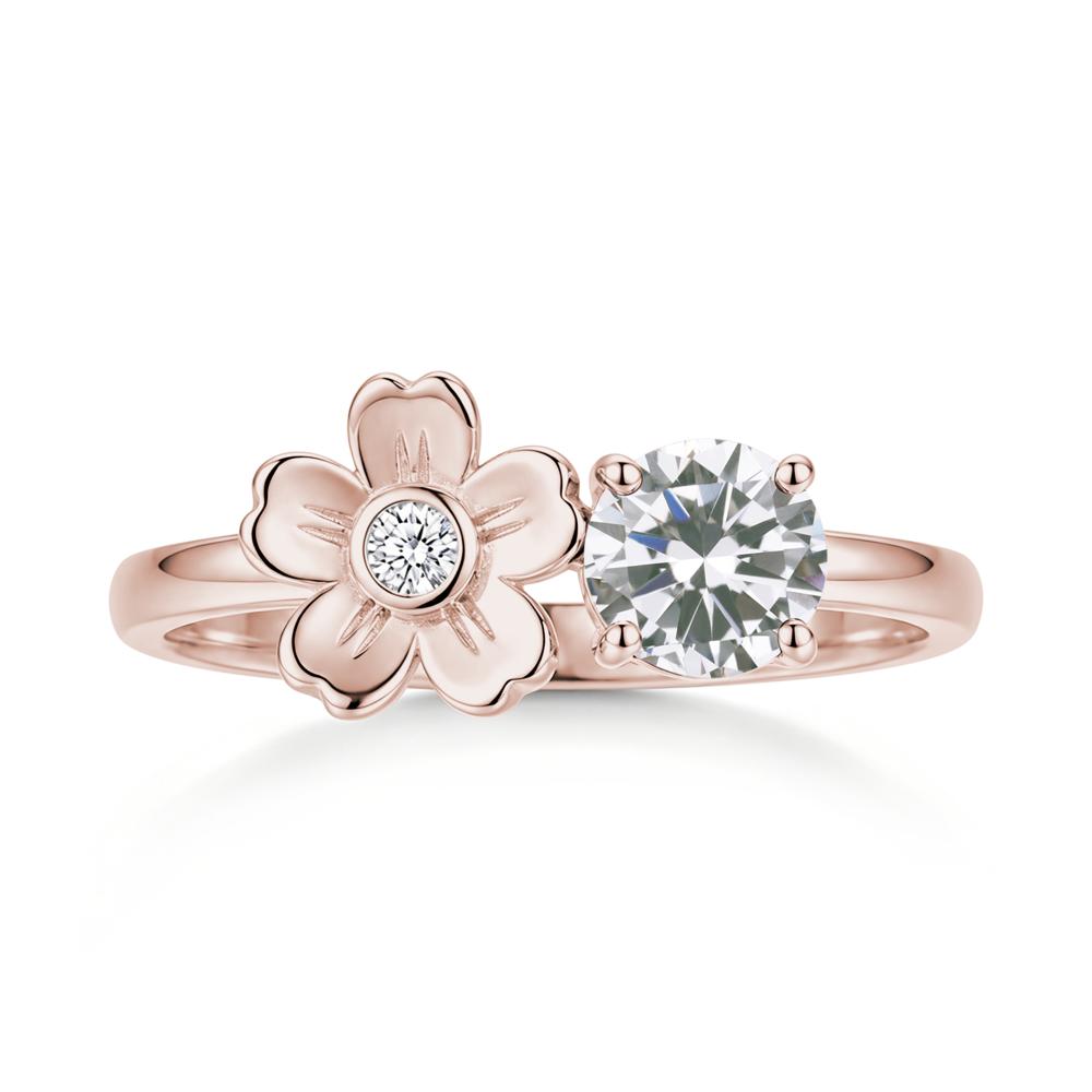 Round Shaped Morganite Flower Ring - LUO Jewelry #gemstone_Cubic Zirconia